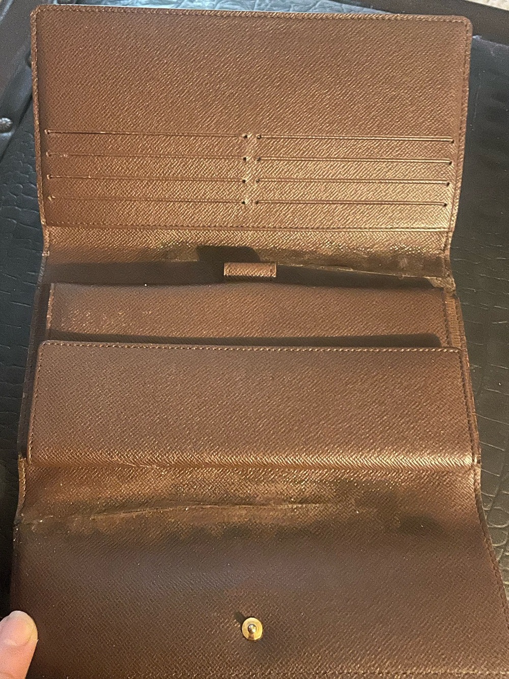 Louis Vuitton Damier Ebene custom Patch Continental Wallet repaired - Picture 7 of 11